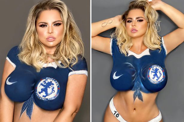 ‘Curvy’ Chelsea Babe Paints Club Colours On Her Body Curvy Chelsea Babe Paints Her Body