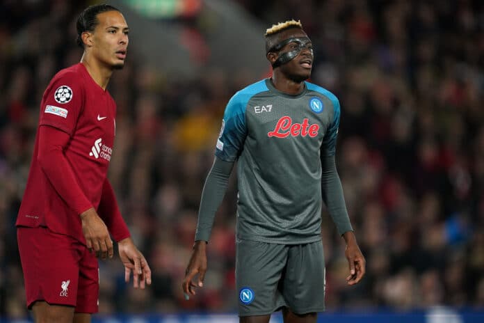 Napoli's Victor Osimhen (right) and Liverpool's Virgil van Dijk during the UEFA Champions League