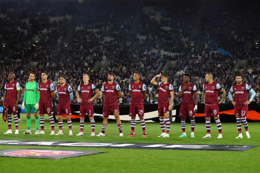 West Ham vs Sheffield United lineups - Kudus Premier League opener on the cards 2 West Ham United versus Backa Topola; West Ham United starting eleven stand during the Europa League anthem