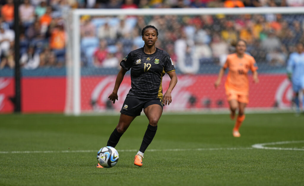 Banyana Banyana players salary - Who earns the most? 7 Jermaine Seoposenwe (South Africa) controls the ball during a game