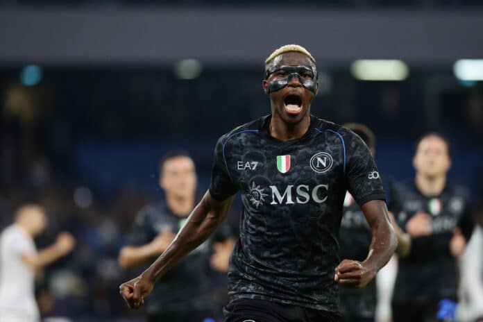 Osimhen celebrates scoring a goal against Fiorentina Osimhen celebrates scoring a goal against Fiorentina